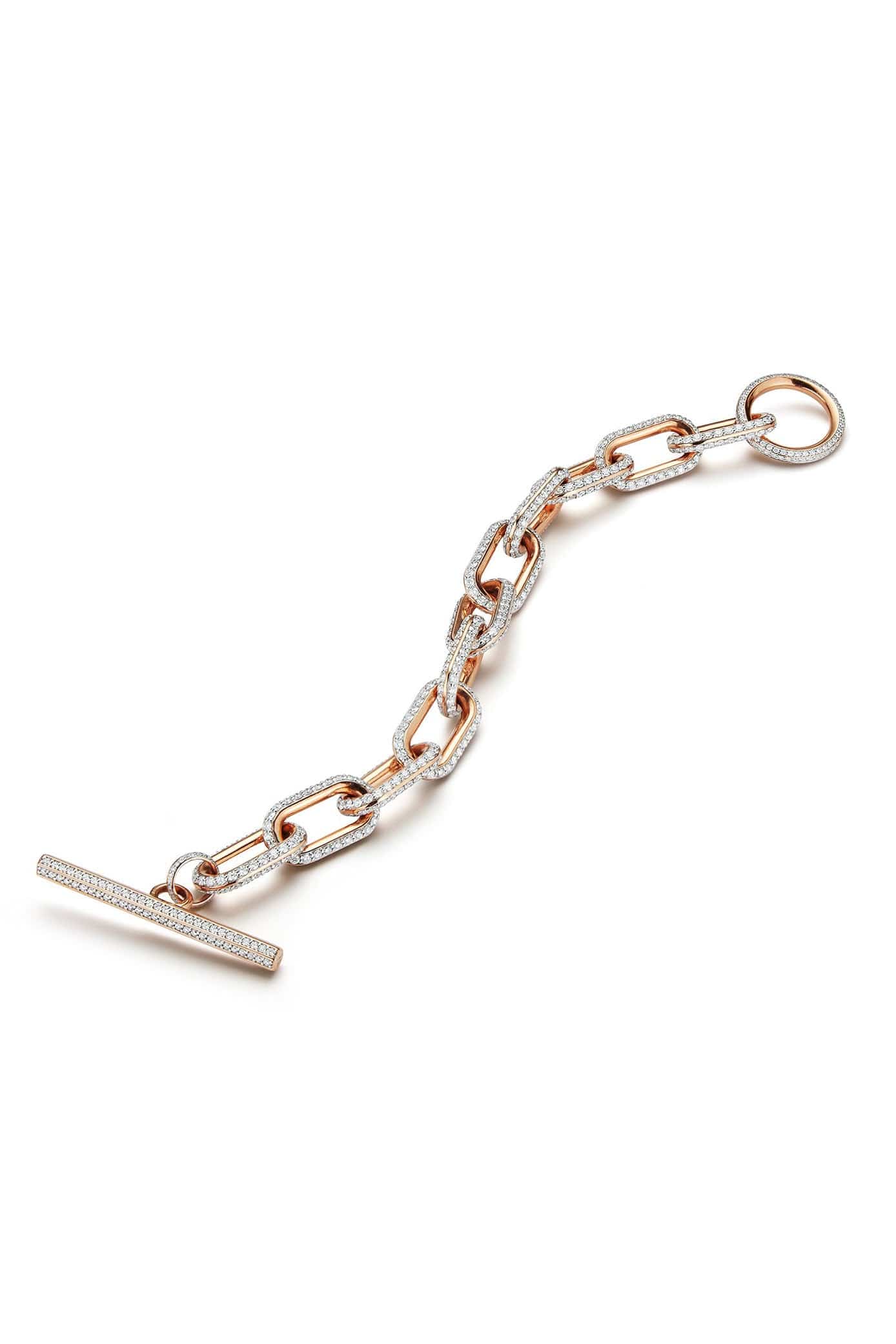 WALTERS FAITH-Saxon Jumbo Diamond Link Toggle Bracelet-ROSE GOLD