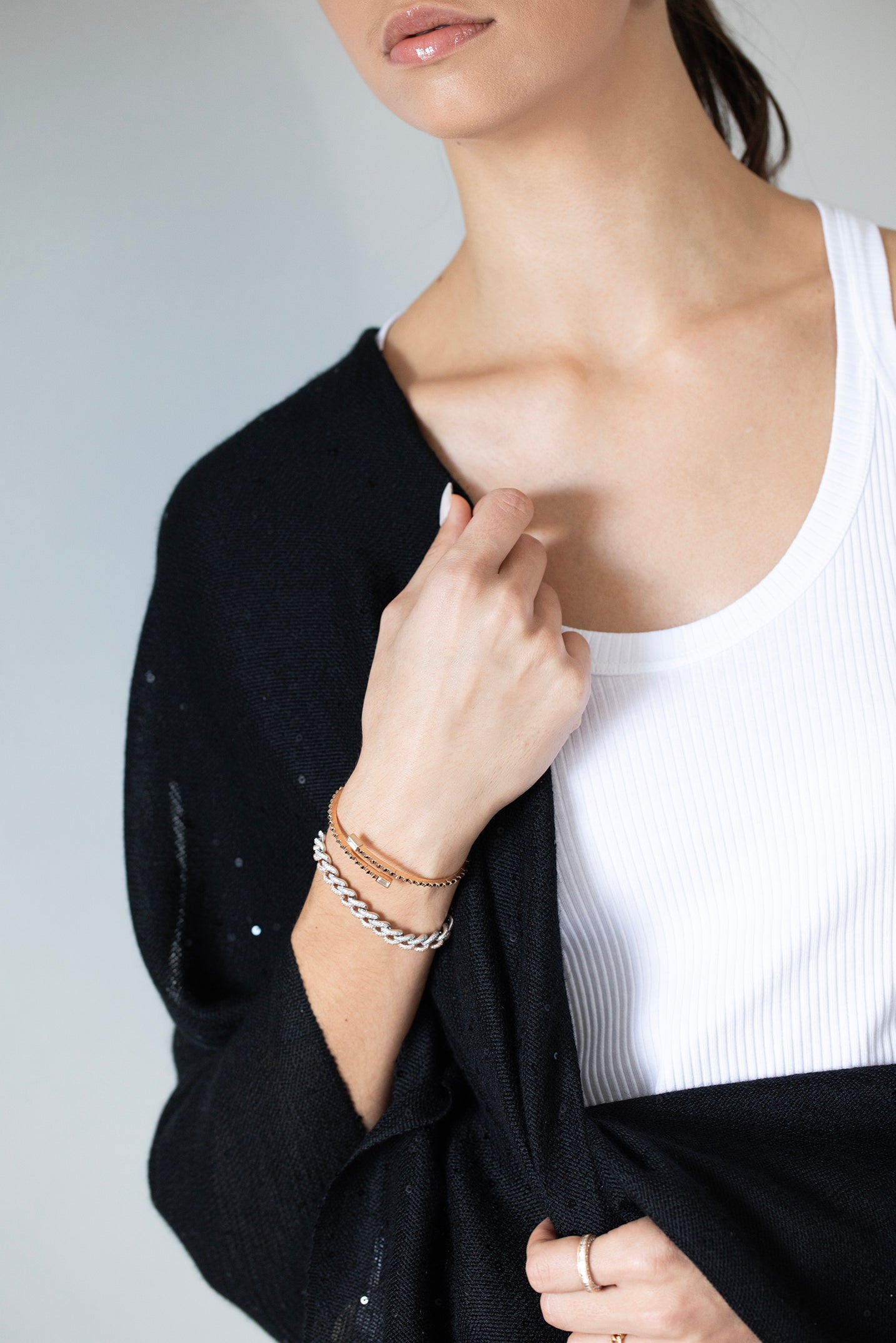 WALTERS FAITH-Baguette Diamond Fluted Coil Bracelet-ROSE GOLD