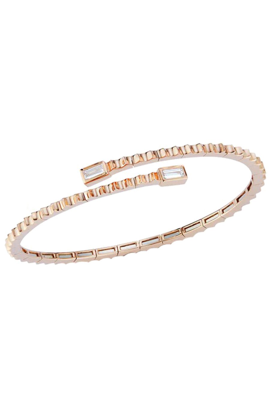 WALTERS FAITH-Baguette Diamond Fluted Coil Bracelet-ROSE GOLD