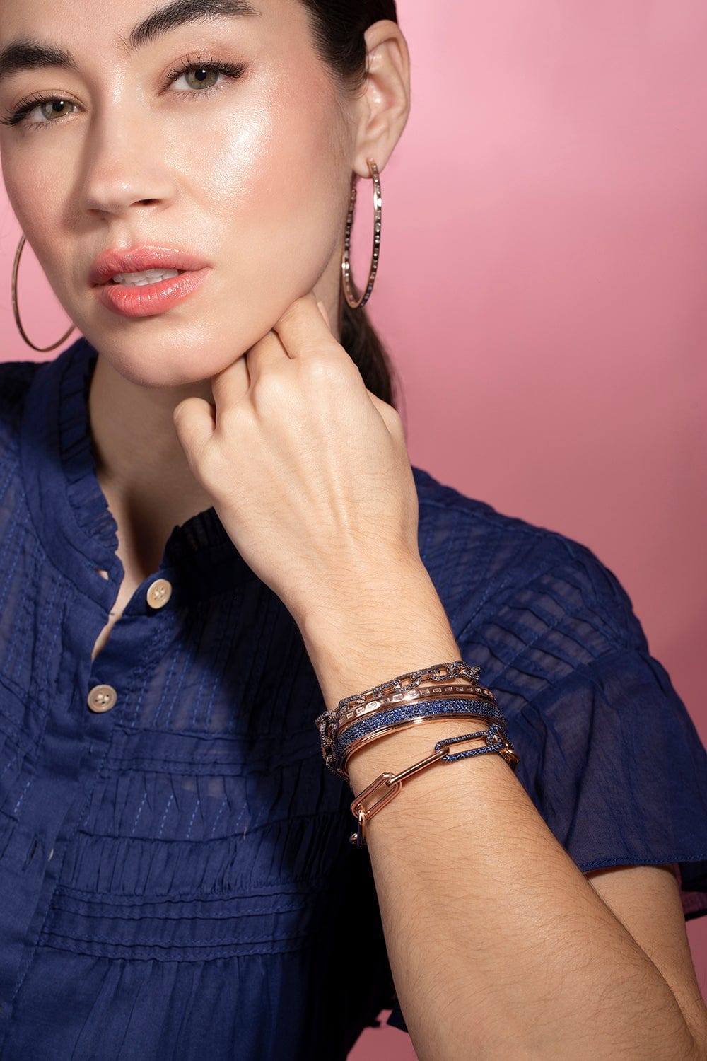 WALTERS FAITH-Carrington Blue Sapphire Cuff-ROSE GOLD