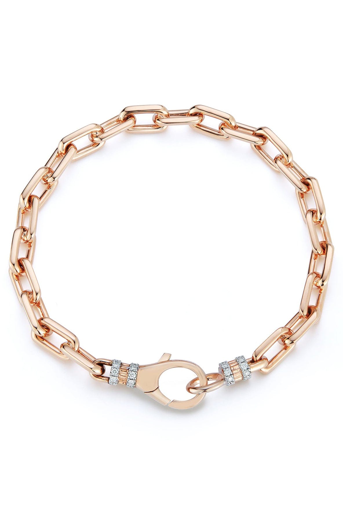 WALTERS FAITH-Clive Chain Link Diamond Clasp Bracelet-ROSE GOLD