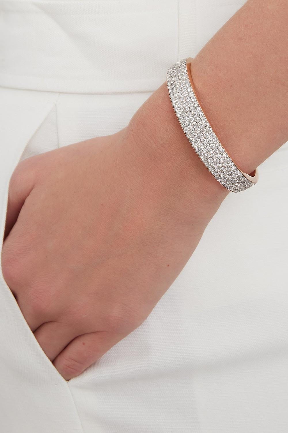 WALTERS FAITH-Lytton Pave Diamond Bombe Bracelet-ROSE GOLD