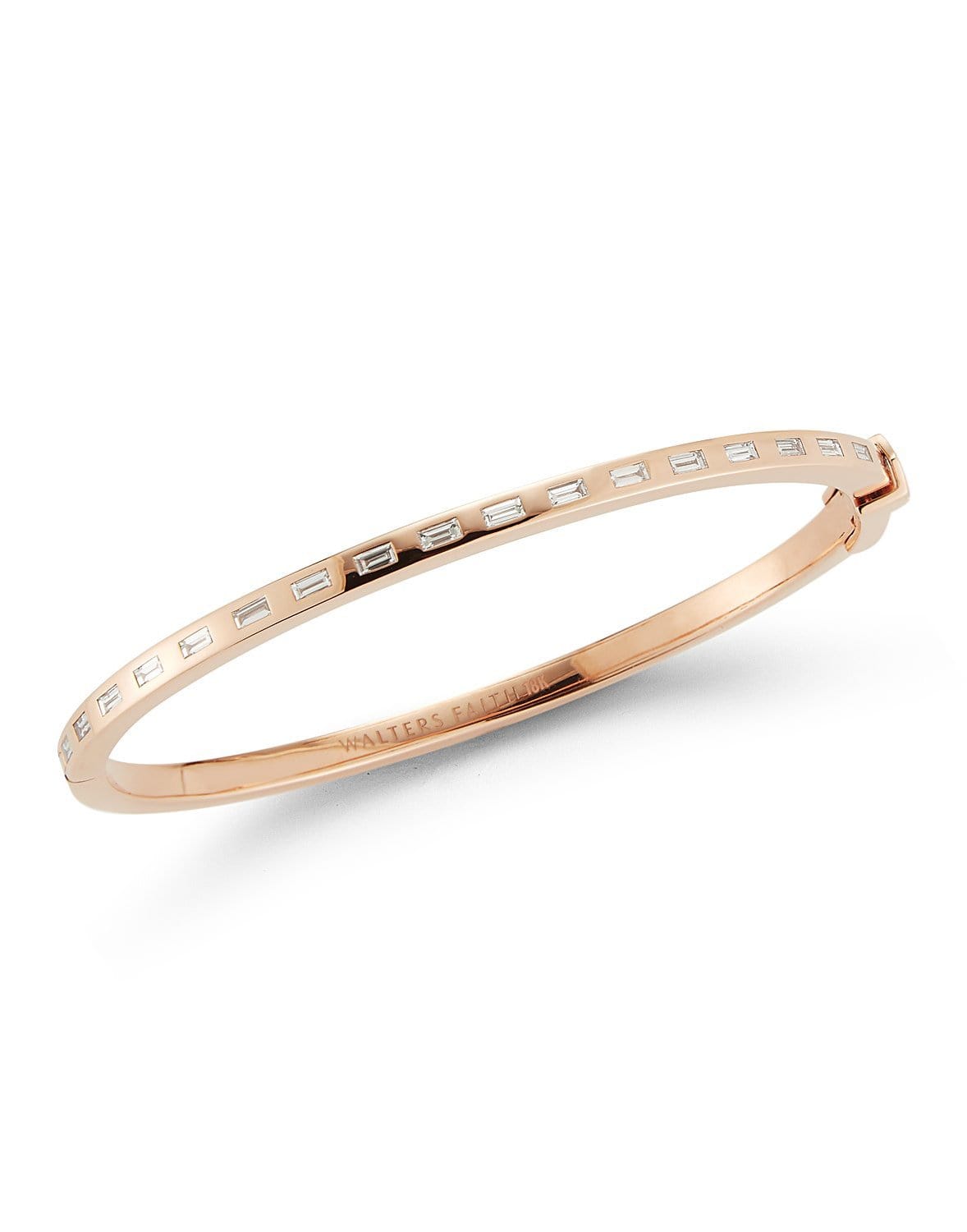 WALTERS FAITH-Ottoline Diamond Baguette Hinged Bangle-ROSE GOLD