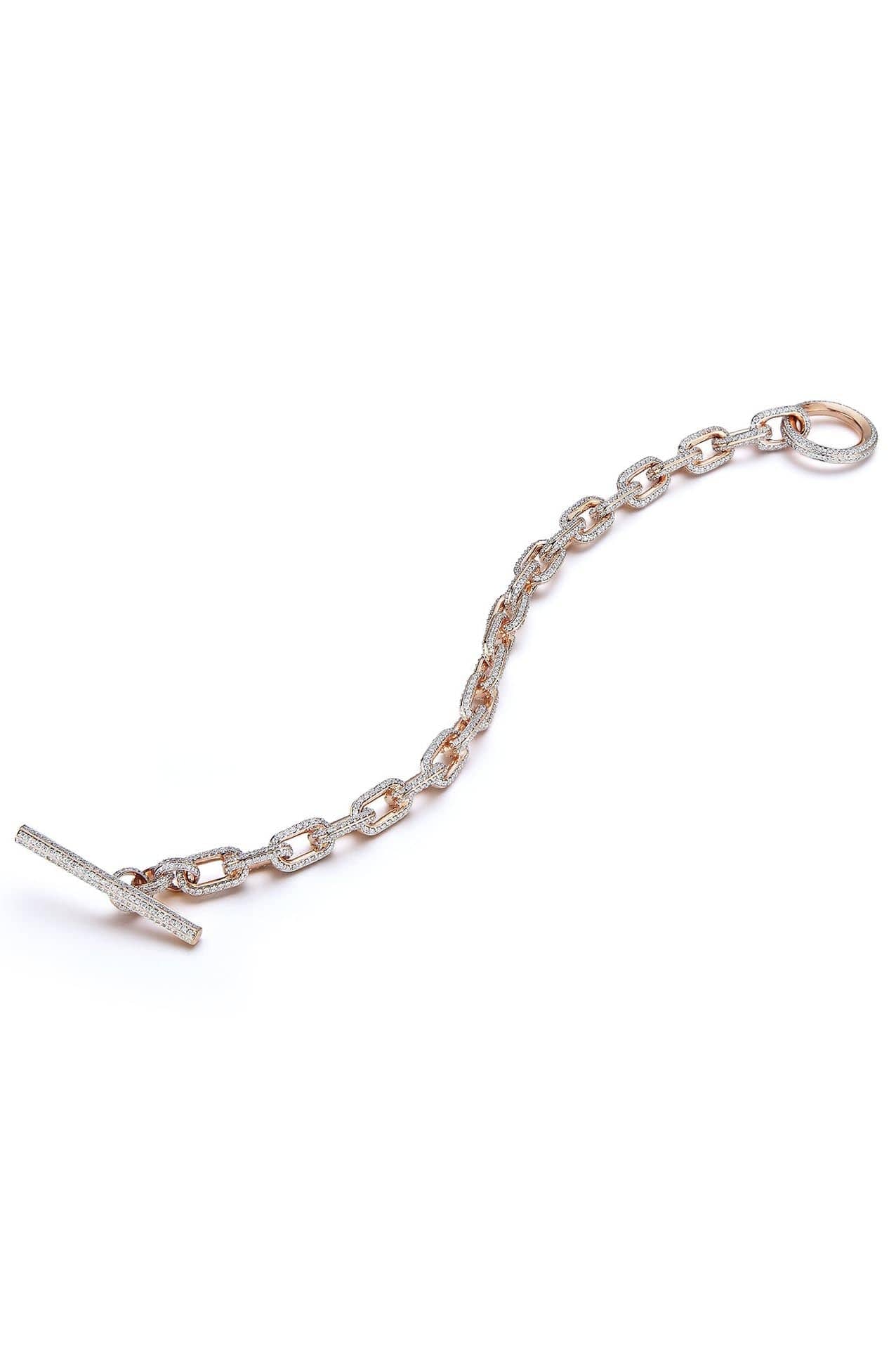 WALTERS FAITH-Saxon Diamond Chain Link Toggle Bracelet-ROSE GOLD