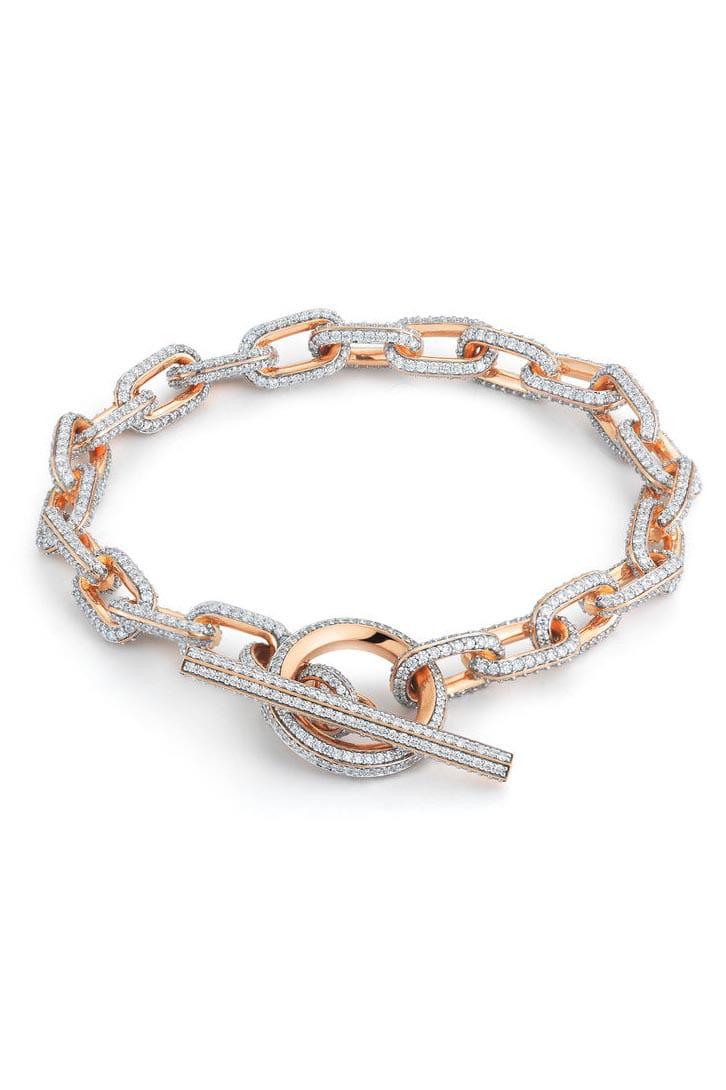 WALTERS FAITH-Saxon Diamond Chain Link Toggle Bracelet-ROSE GOLD