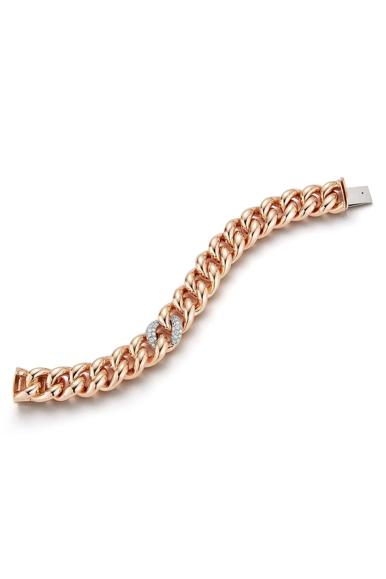 WALTERS FAITH-Saxon Jumbo Curb Link Diamond Bracelet-ROSE GOLD