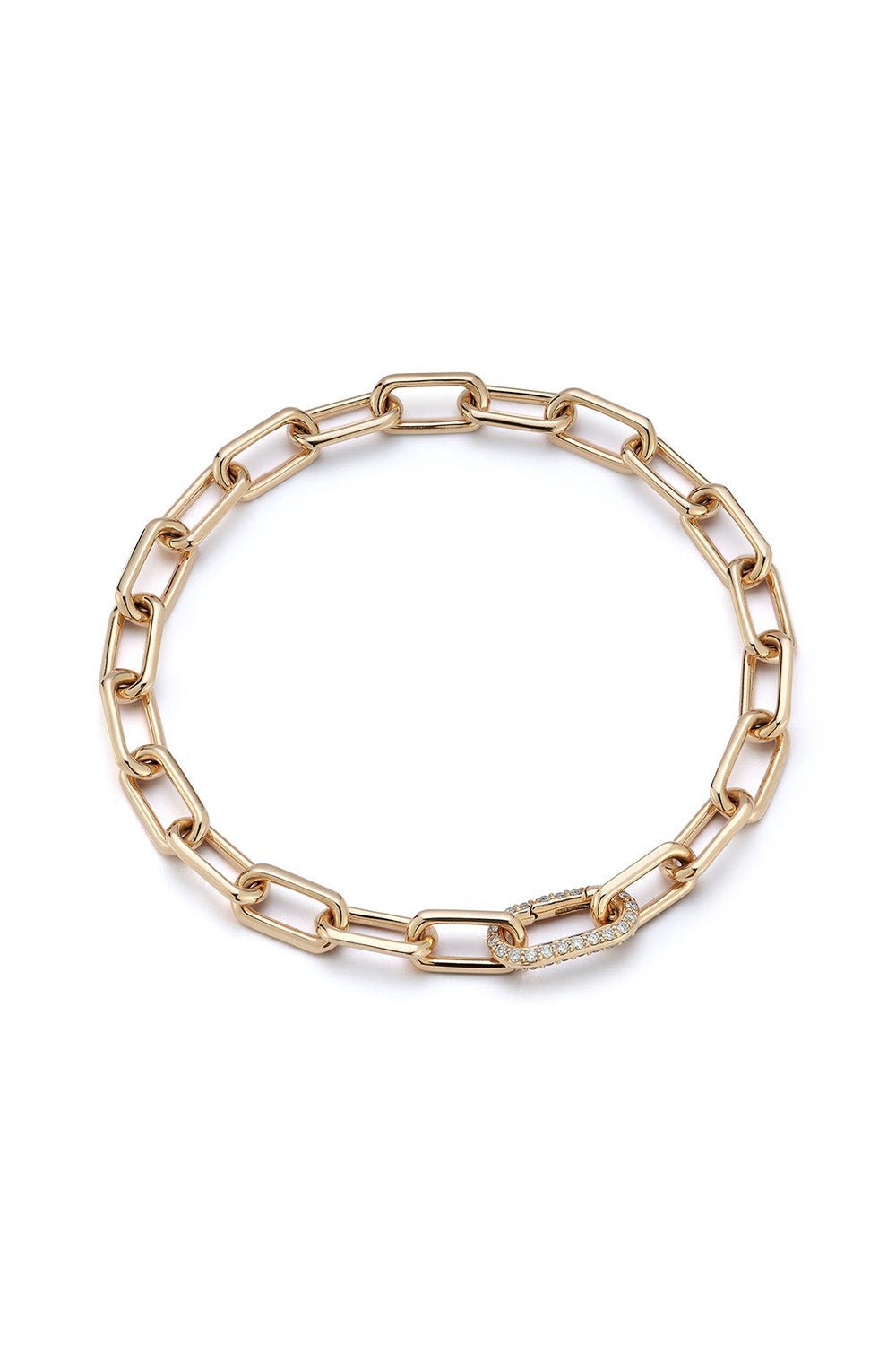 WALTERS FAITH-Saxon Chain Link Diamond Clasp Bracelet-YELLOW GOLD