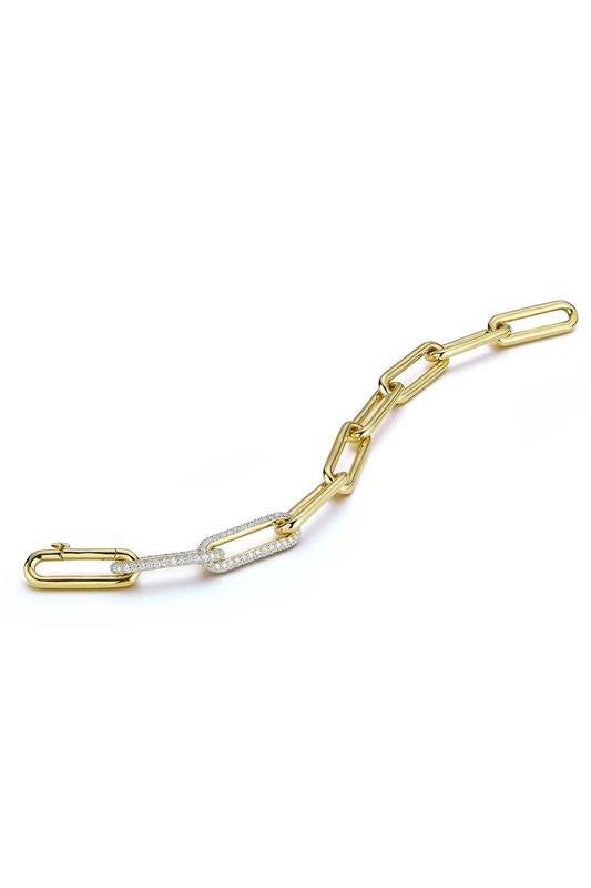 WALTERS FAITH-Saxon Elongated Diamond Link Bracelet-YELLOW GOLD