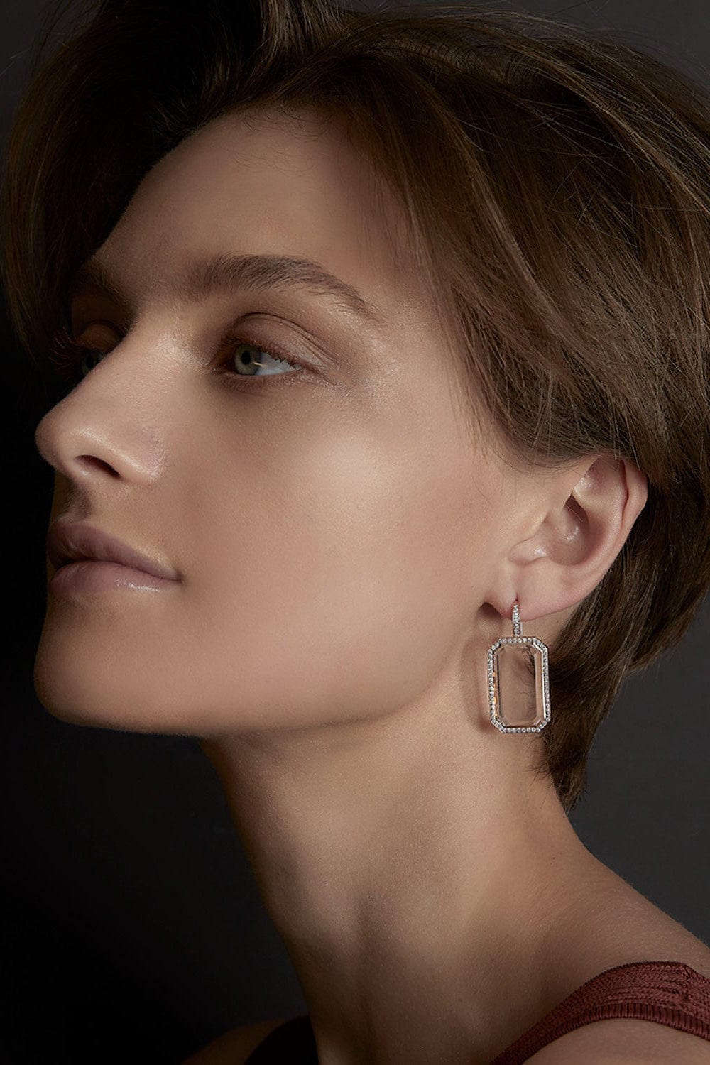 WALTERS FAITH-Bell Rock Crystal Rectangular Earrings-ROSE GOLD