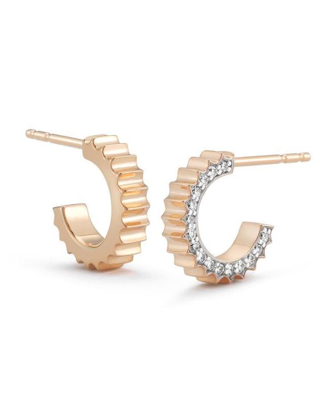 WALTERS FAITH-Clive 3mm Diamond Fluted Huggies-ROSE GOLD