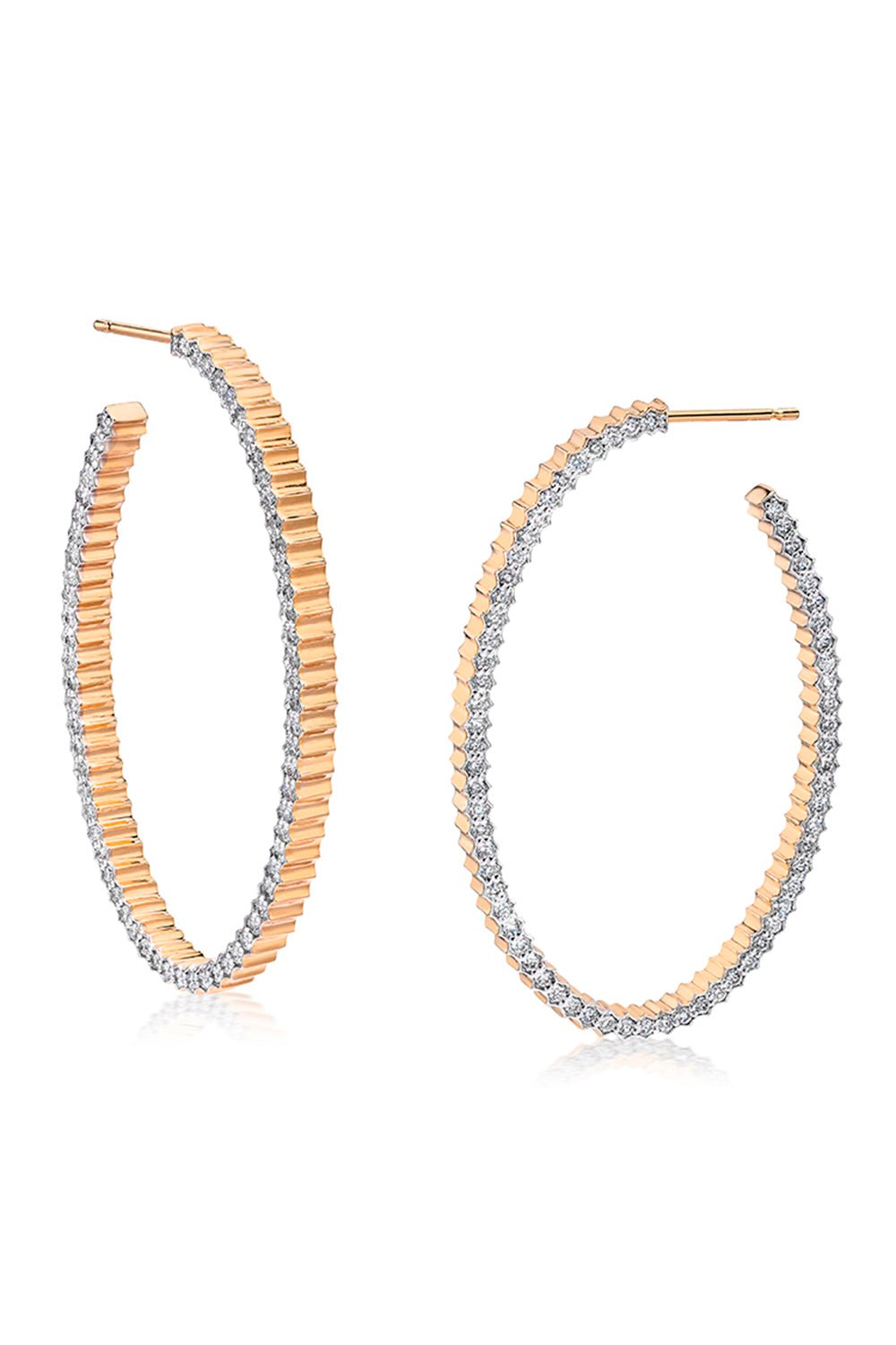 WALTERS FAITH-Clive Diamond Fluted Hoops-ROSE GOLD