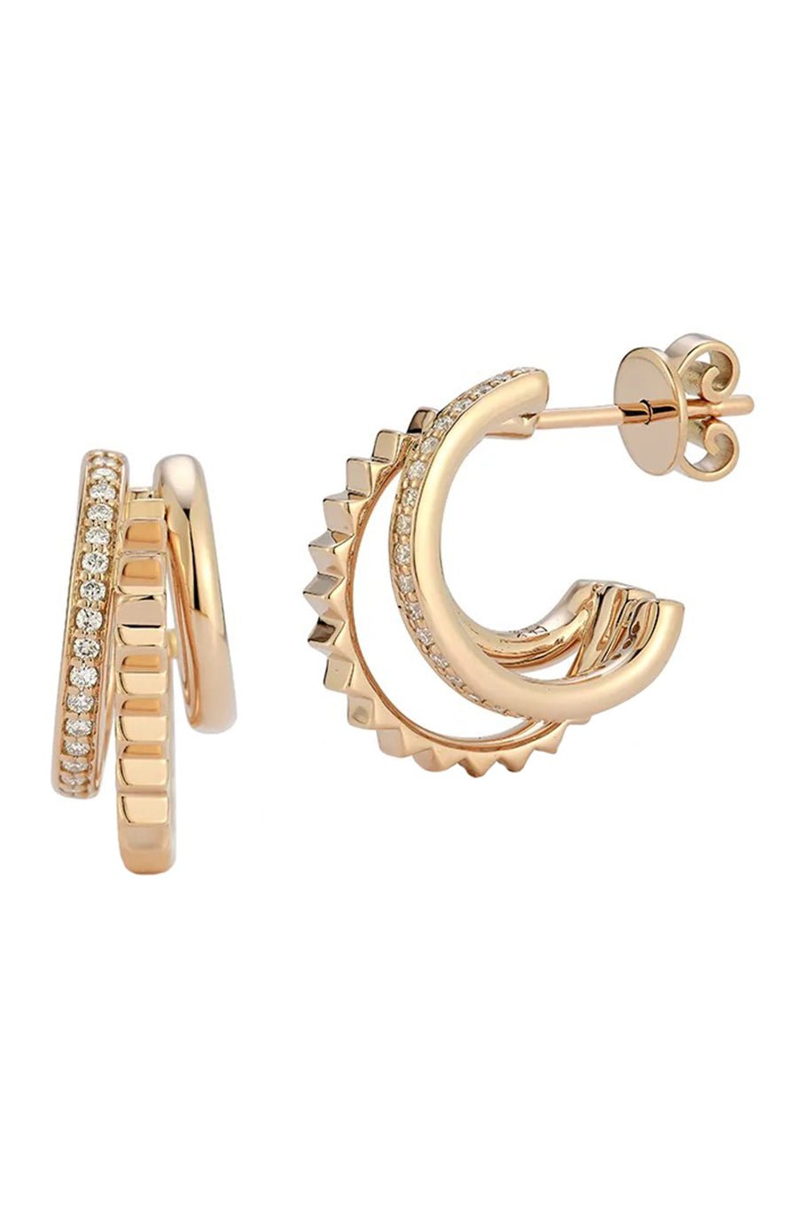 WALTERS FAITH-Clive Diamond Tripe Hoop Earrings-ROSE GOLD