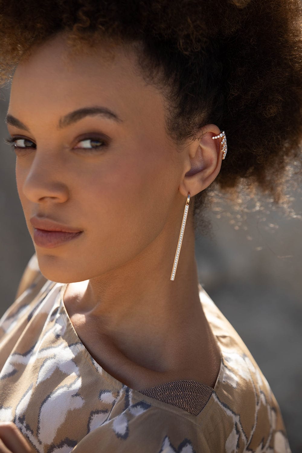 WALTERS FAITH-Grant Diamond Bar Earrings-ROSE GOLD