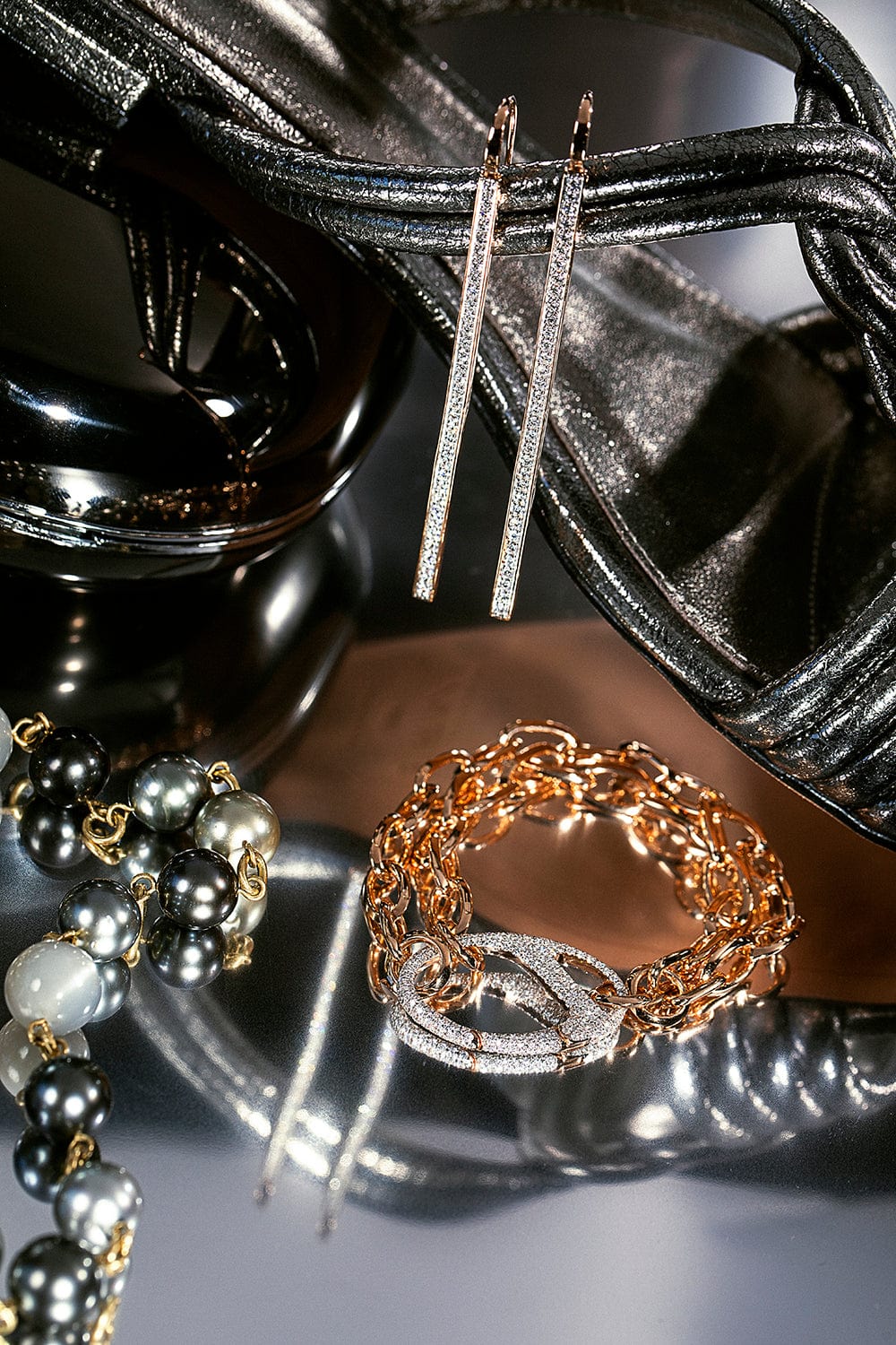 WALTERS FAITH-Grant Diamond Bar Earrings-ROSE GOLD