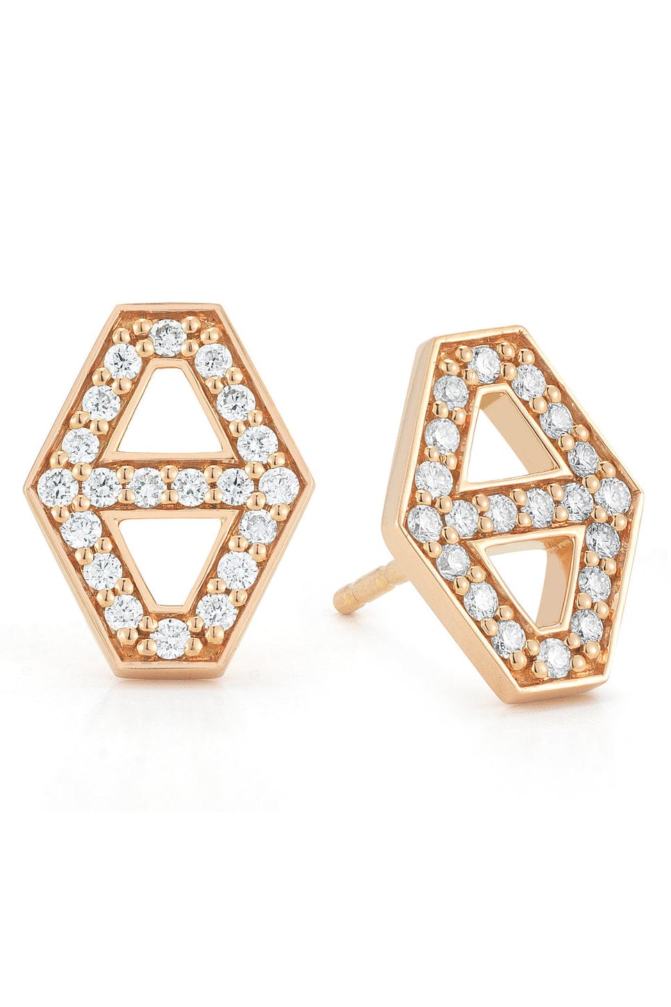 WALTERS FAITH-Keynes Hexagon Diamond Studs-ROSE GOLD