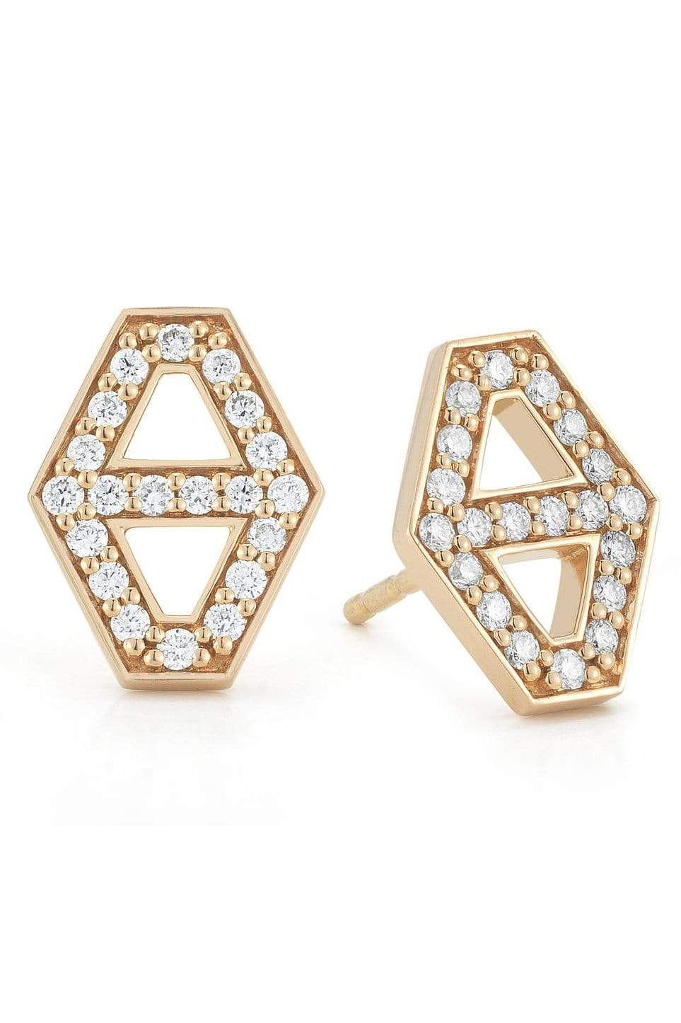 WALTERS FAITH-Keynes Small Signature Hexagon Diamond Studs-ROSE GOLD