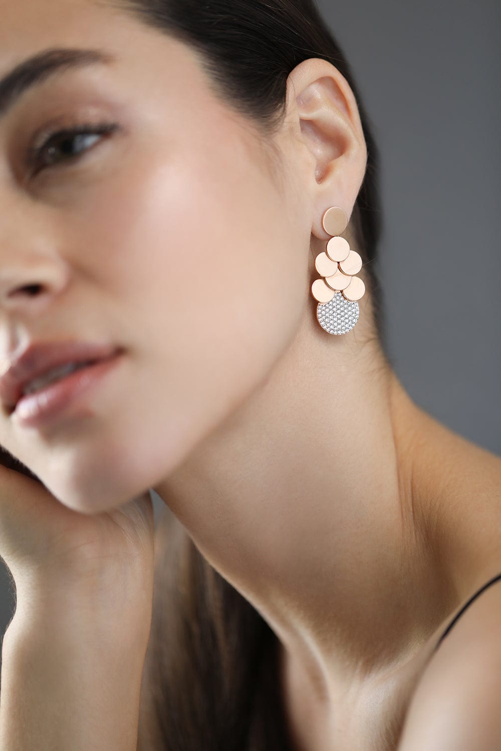 WALTERS FAITH-Lytton 8 Disc Diamond Drop Earrings-ROSE GOLD