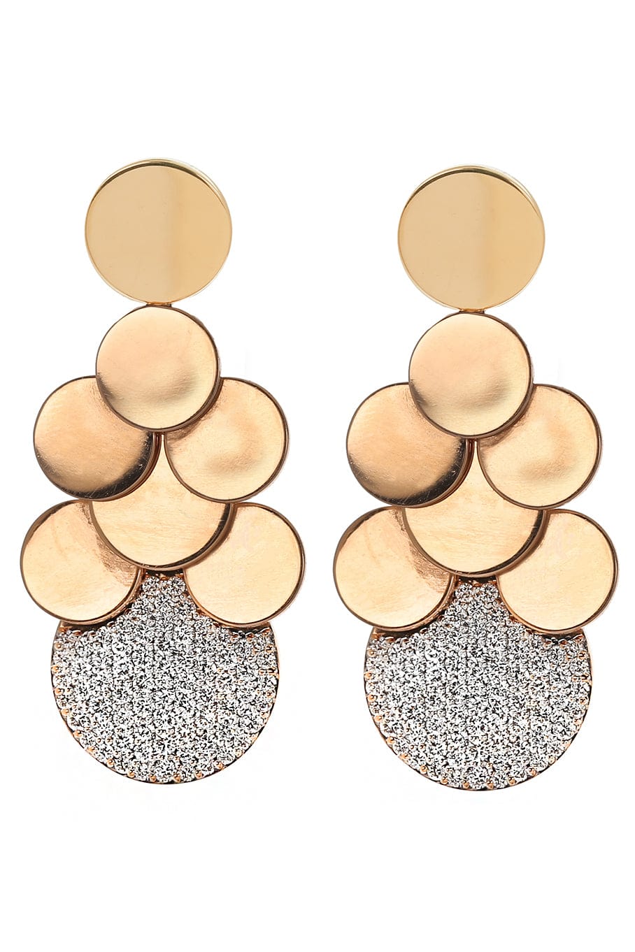 WALTERS FAITH-Lytton 8 Disc Diamond Drop Earrings-ROSE GOLD