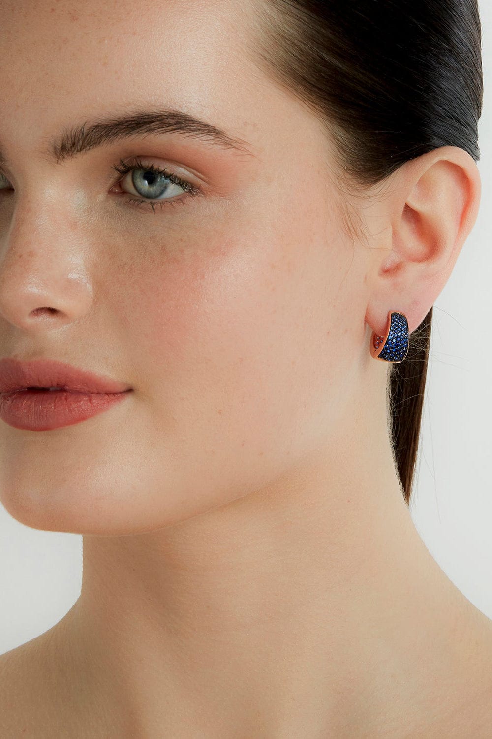 WALTERS FAITH-Lytton Blue Sapphire Tapering Hoops-ROSE GOLD