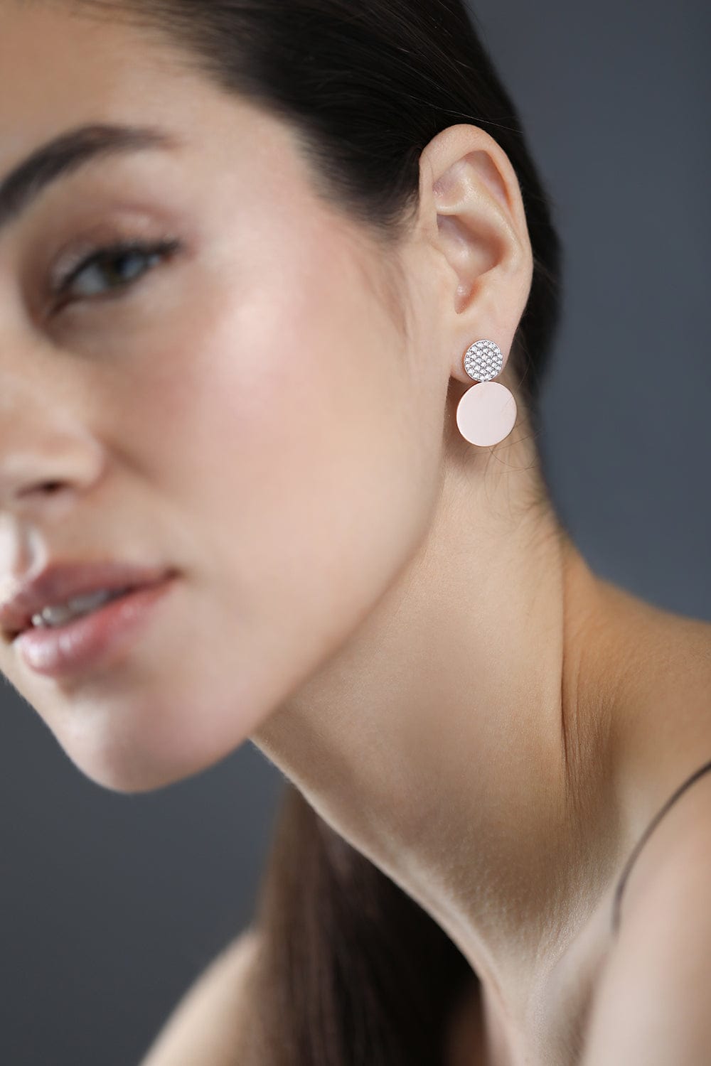 WALTERS FAITH-Lytton Mix Matched Disc Earrings-ROSE GOLD