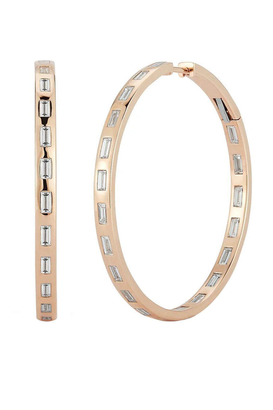 WALTERS FAITH-Ottoline Baguette Diamond Hoops-ROSE GOLD