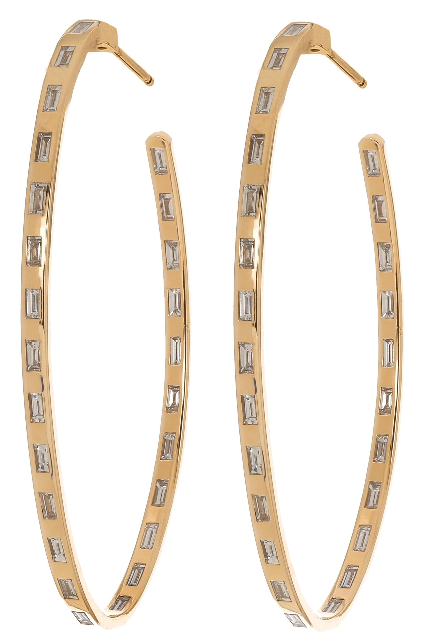 WALTERS FAITH-Ottoline Baguette Diamond Oval Hoops-ROSE GOLD