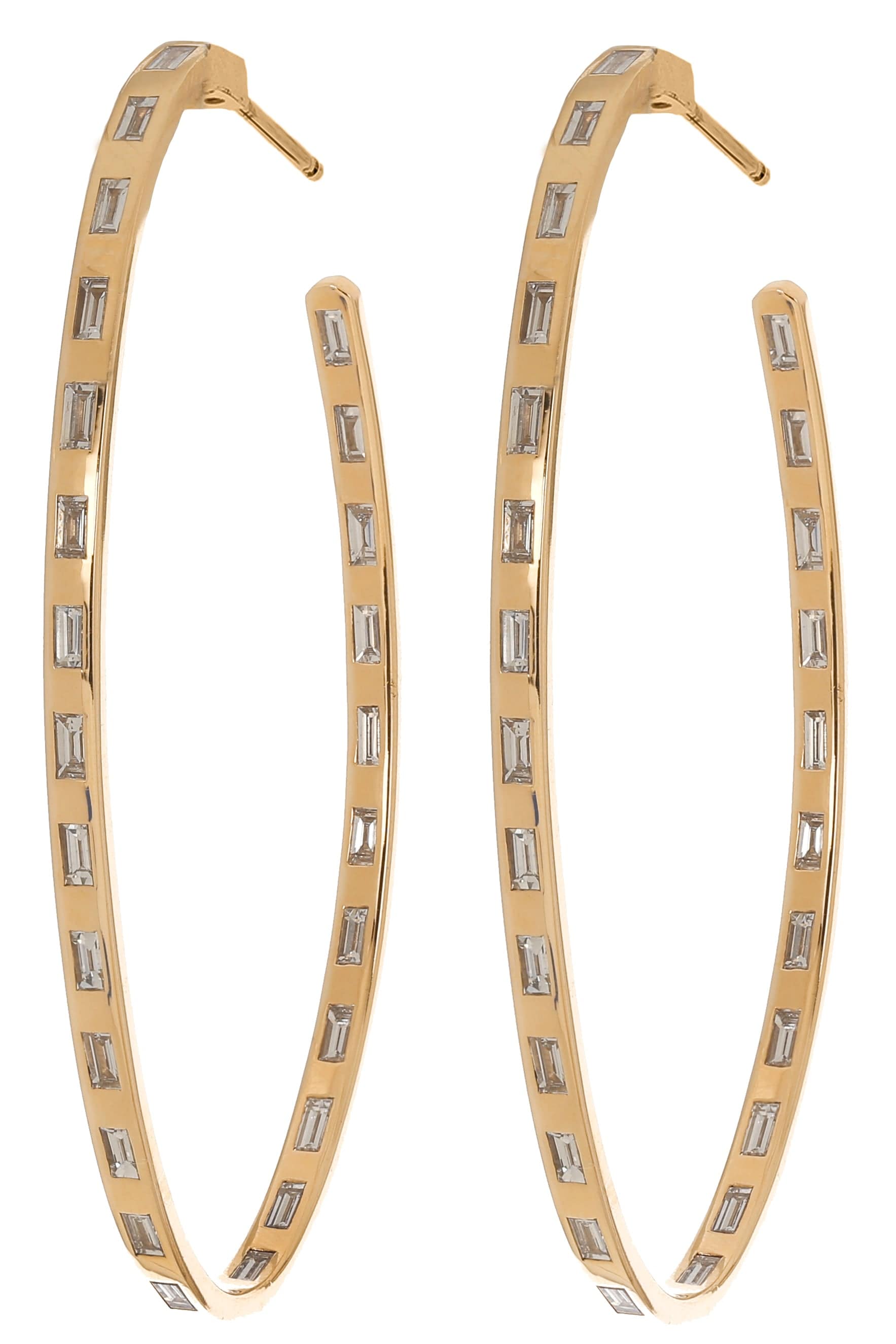 WALTERS FAITH-Ottoline Baguette Diamond Oval Hoops-ROSE GOLD
