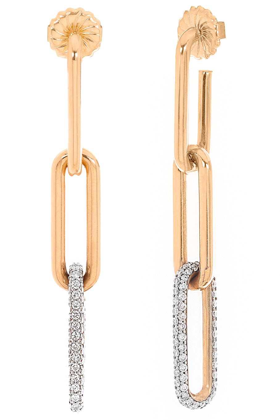 WALTERS FAITH-Saxon 3 Drop Elongated Link Earrings-ROSE GOLD