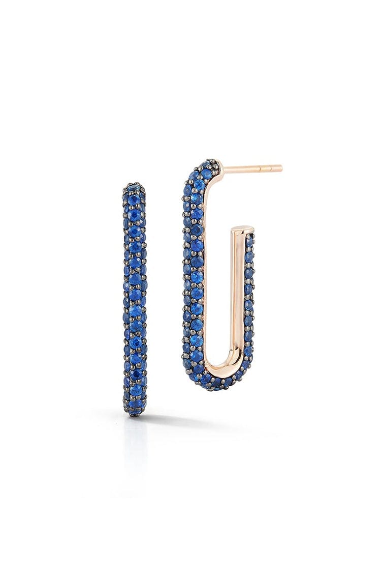 WALTERS FAITH-Saxon Blue Sapphire Chain Link Earrings-ROSE GOLD