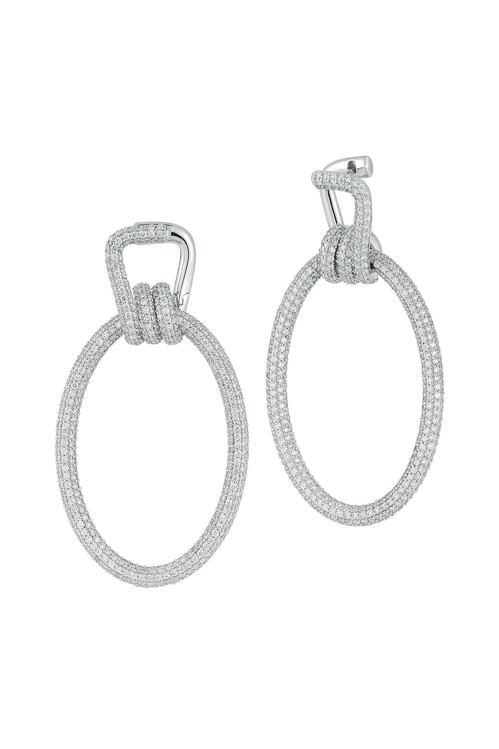 WALTERS FAITH-Huxley Elongated Coil Link Earrings-WHITE GOLD