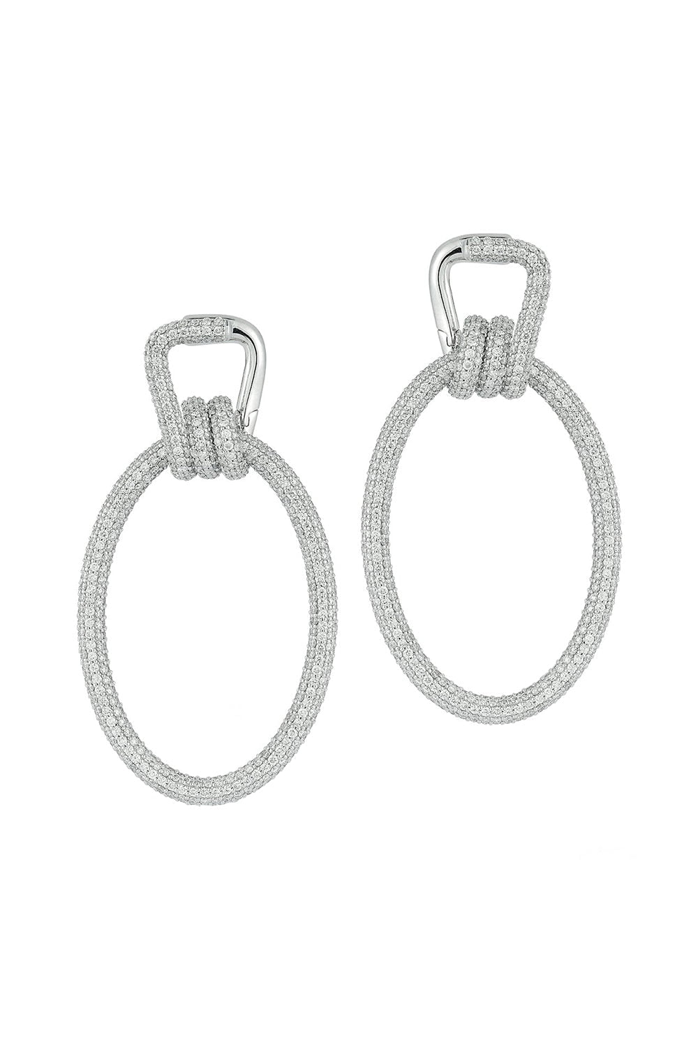 WALTERS FAITH-Huxley Elongated Coil Link Earrings-WHITE GOLD