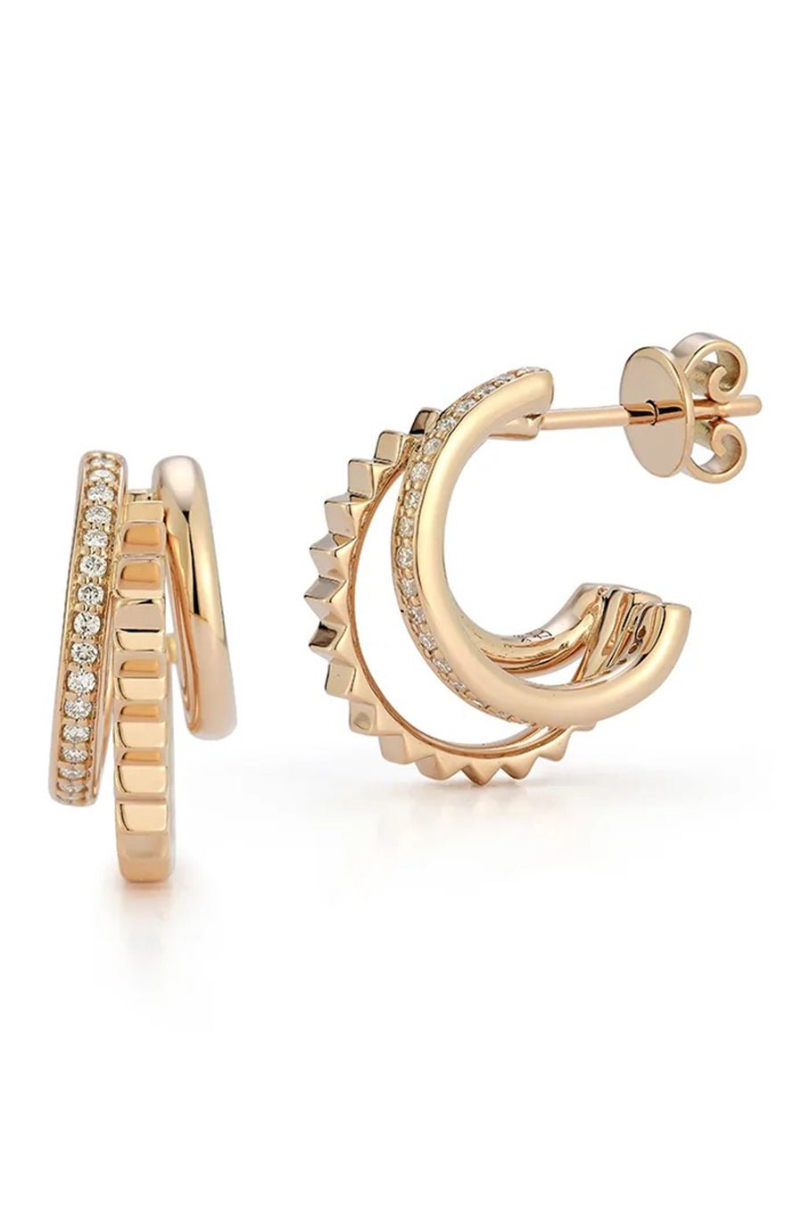 WALTERS FAITH-Clive Diamond Triple Hoop Earrings - Yellow Gold-YELLOW GOLD