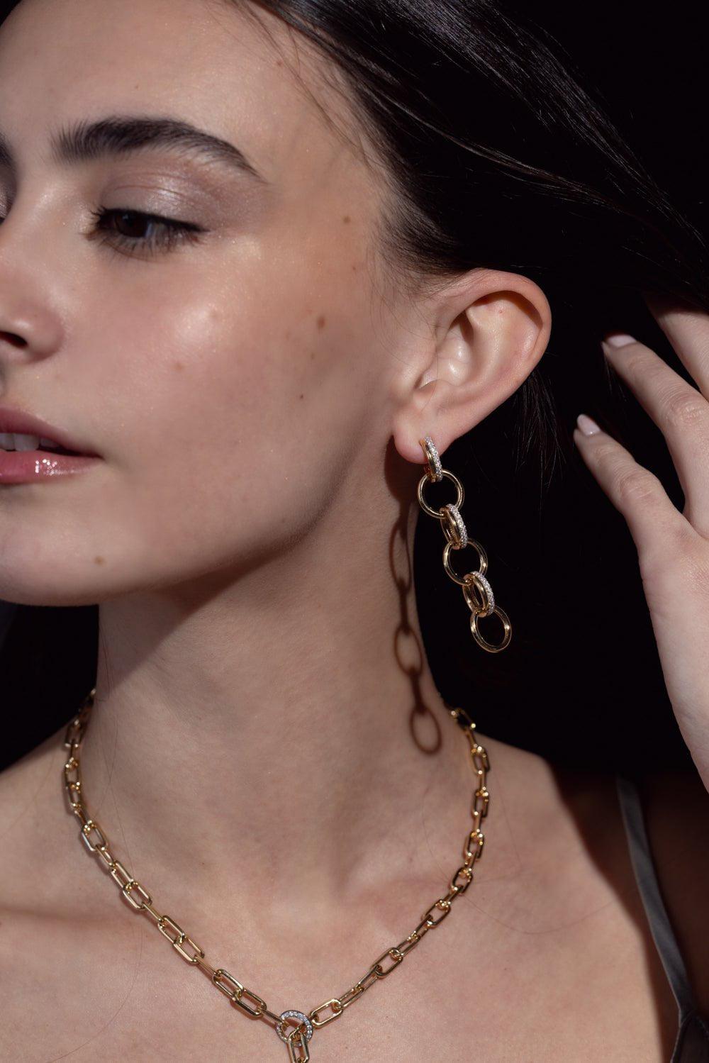 WALTERS FAITH-Thoby Diamond 6 Link Drop Earrings-YELLOW GOLD