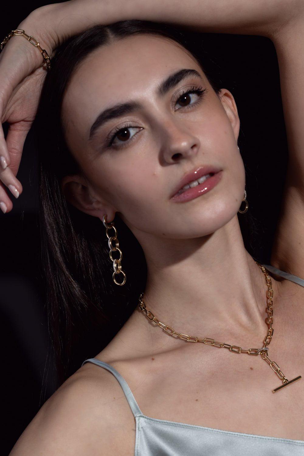WALTERS FAITH-Thoby Diamond 6 Link Drop Earrings-YELLOW GOLD