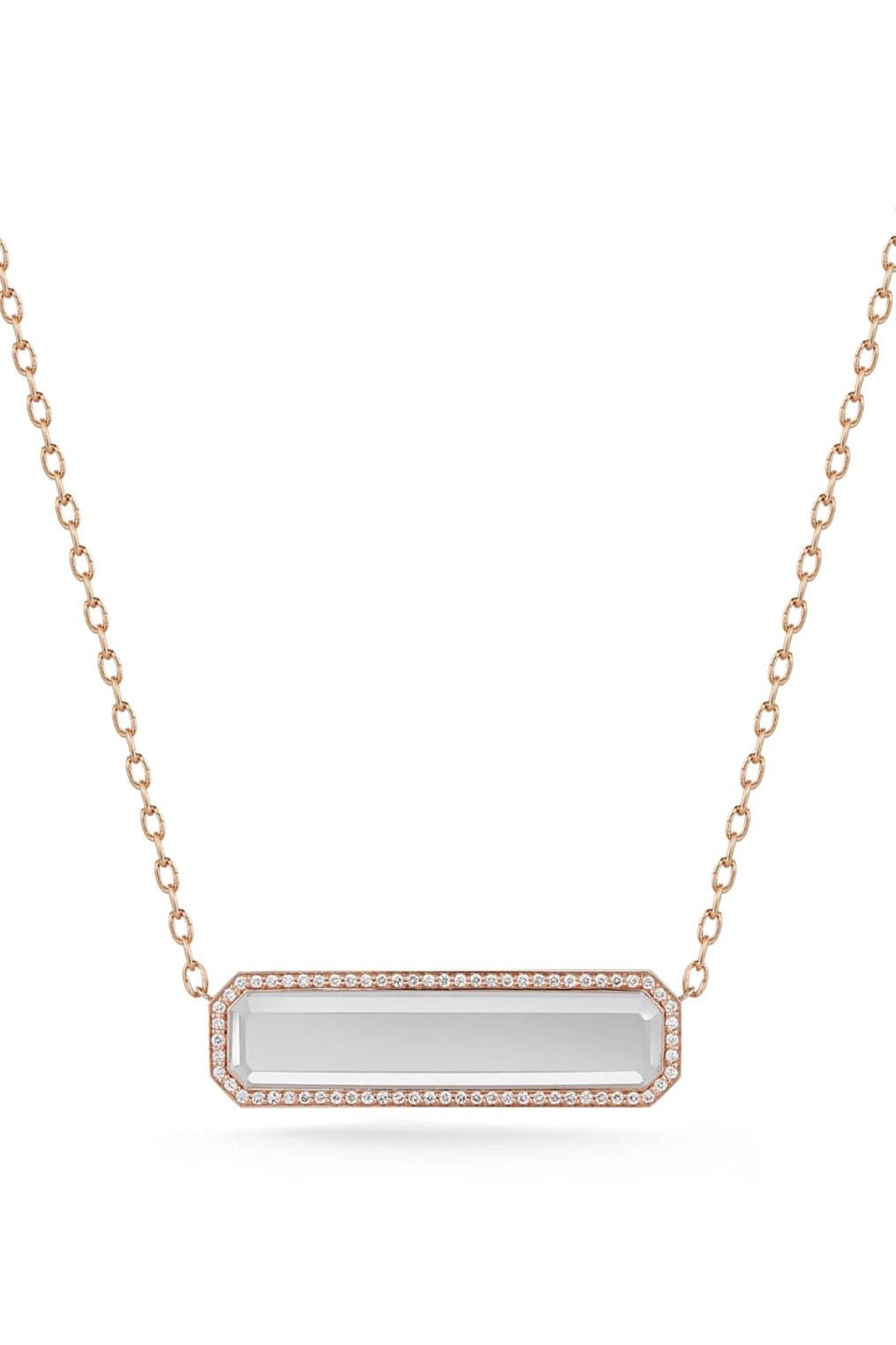 WALTERS FAITH-Bell Rock Crystal Bar Pendant Necklace-ROSE GOLD