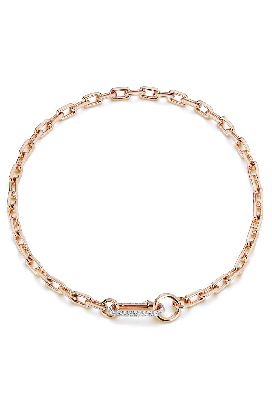 WALTERS FAITH-Saxon Chain Link Diamond Clasp Necklace-ROSE GOLD