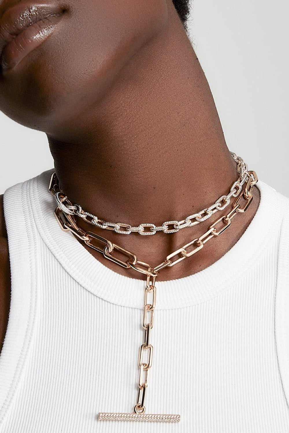 WALTERS FAITH-Saxon Graduated Link Chain Toggle Necklace-