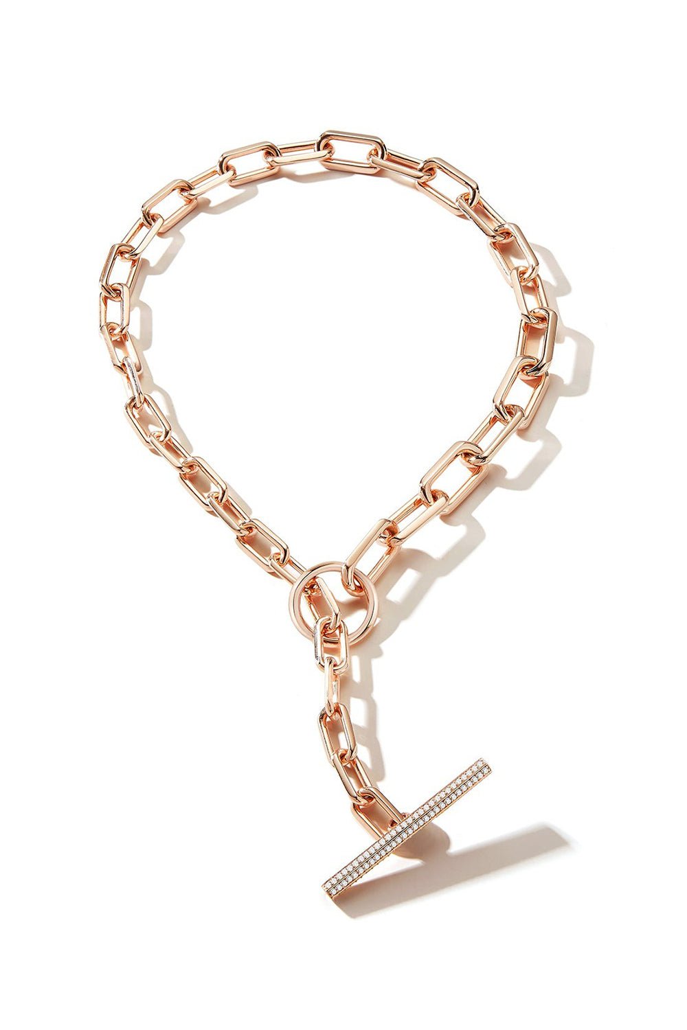WALTERS FAITH-Saxon Graduated Link Chain Toggle Necklace-ROSE GOLD