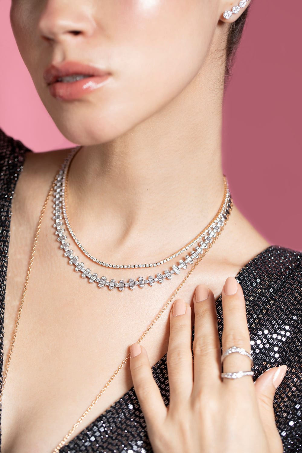WALTERS FAITH-WF Classic Diamond Tennis Necklace-ROSE GOLD