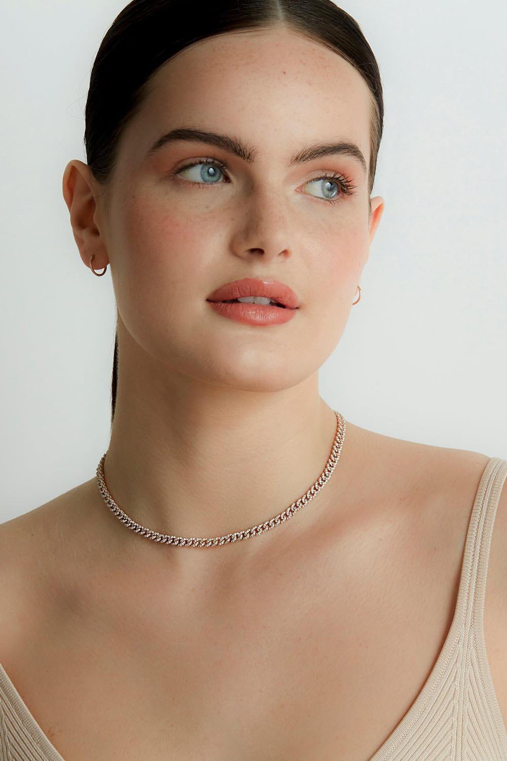 WALTERS FAITH-Saxon Diamond Mini Curb Link Necklace-WHITE GOLD