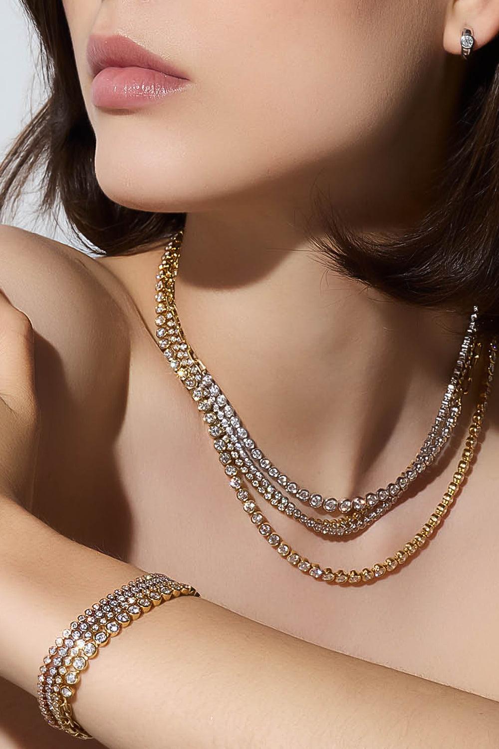 Diamond Bezel WF Classic Necklace-YELLOW GOLD-15/16-JEWELRYFINE JEWELNECKLACE O-WALTERS FAITH