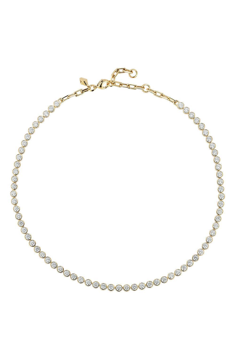 Diamond Bezel Tennis Necklace-YELLOW GOLD-16-JEWELRYFINE JEWELNECKLACE O-WALTERS FAITH