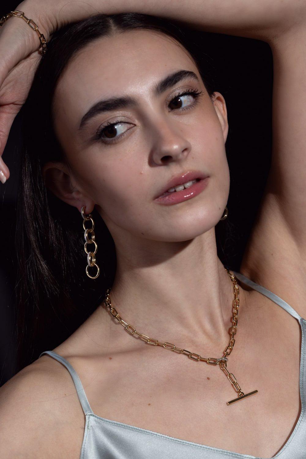 WALTERS FAITH-Saxon Diamond Chain Link Necklace-YELLOW GOLD