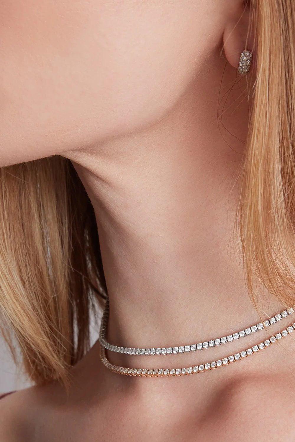 WALTERS FAITH-Classic Diamond Tennis Necklace-YELLOW GOLD