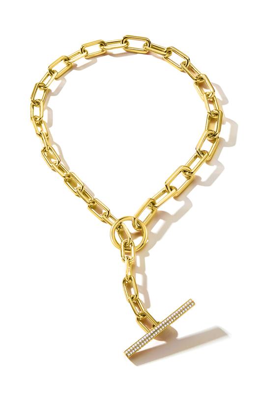 WALTERS FAITH-Saxon Graduated Link Chain Toggle Necklace-YELLOW GOLD