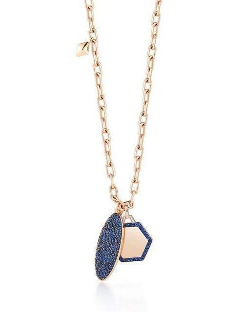 WALTERS FAITH-Dora Blue Sapphire Hexagon Charm-ROSE GOLD