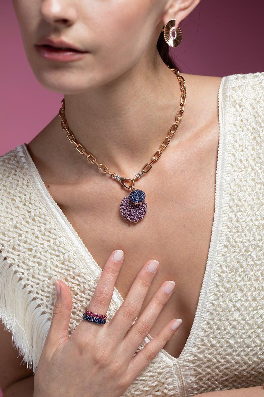 WALTERS FAITH-OC X WF Blue Sapphire Pebble Locket-ROSE GOLD