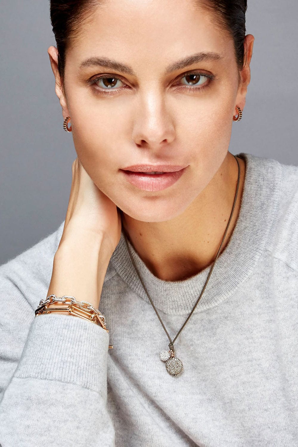 WALTERS FAITH-OC x WF Medium Diamond Pebble Locket-ROSE GOLD