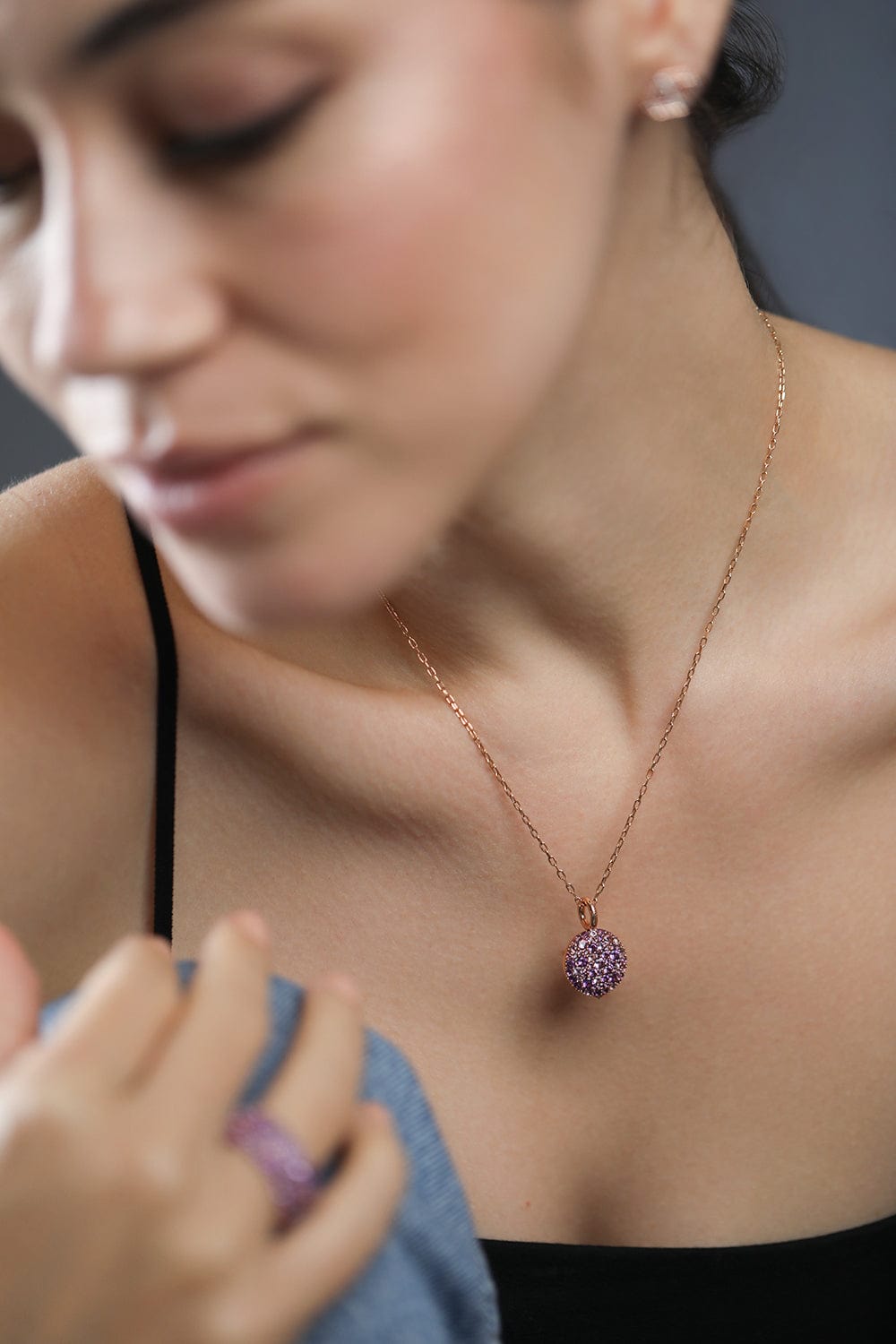 WALTERS FAITH-OC x WF Medium Pink Sapphire Pebble Locket-ROSE GOLD