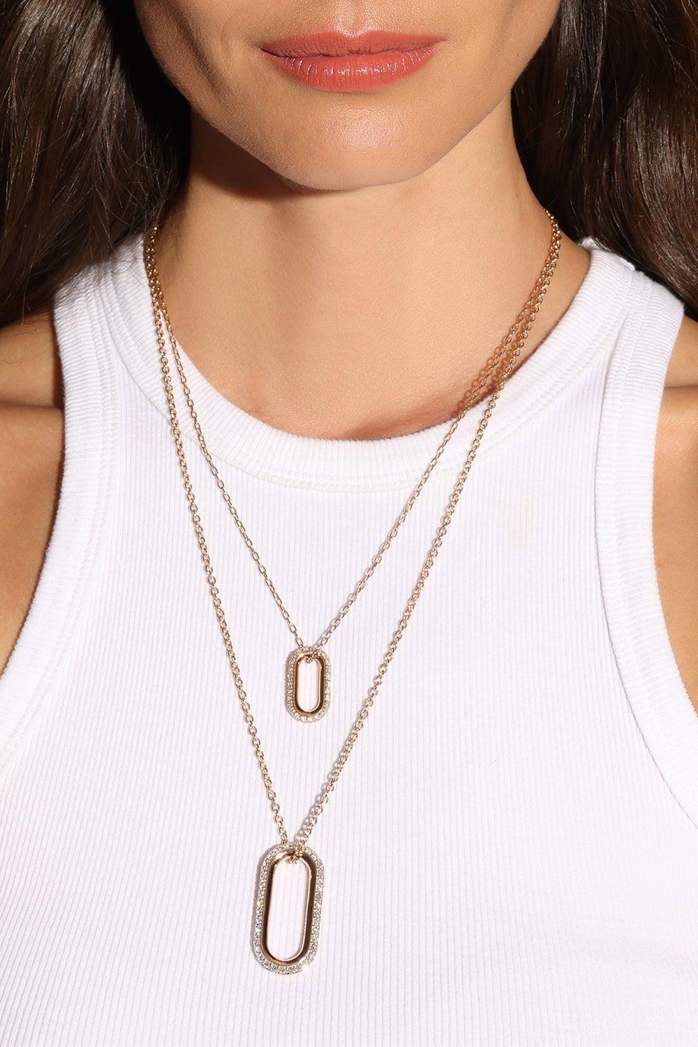 WALTERS FAITH-Saxon Diamond Jumbo Link Pendant-ROSE GOLD
